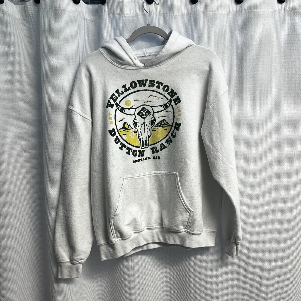 Yellowstone Mens Dutton Ranch White Hoodie‎ Sweatshirt Large Classic Marshalls